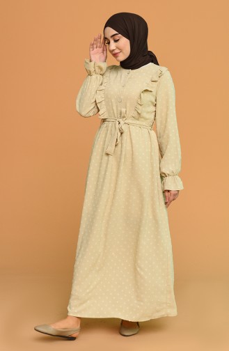 Beige Hijab Kleider 21Y8371-02