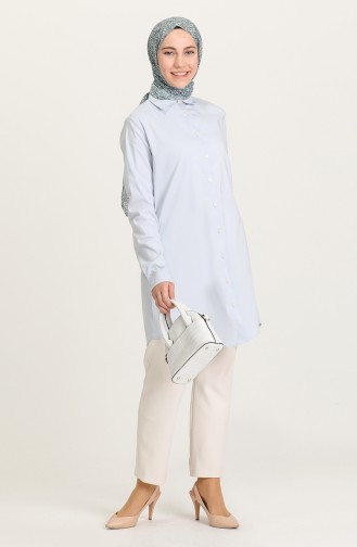 Düğmeli Tunik 2145-01 Bebe Mavisi