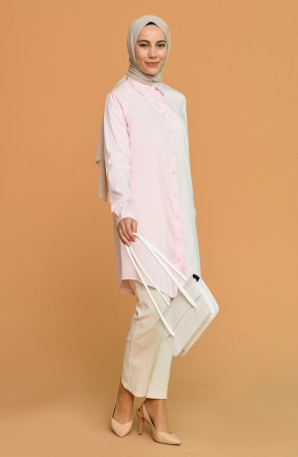 Düğmeli Tunik 2145-03 Pembe