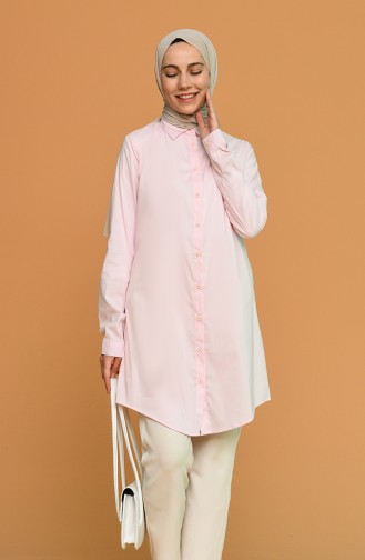 Düğmeli Tunik 2145-03 Pembe