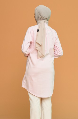 Düğmeli Tunik 2145-03 Pembe