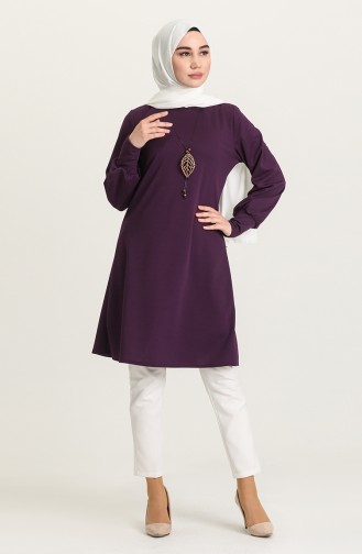 Kolyeli Tunik 3191-20 Mor