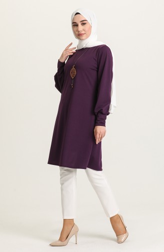 Kolyeli Tunik 3191-20 Mor