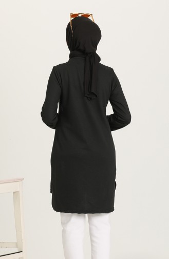 Baskılı Örme Tunik 3280-06 Siyah