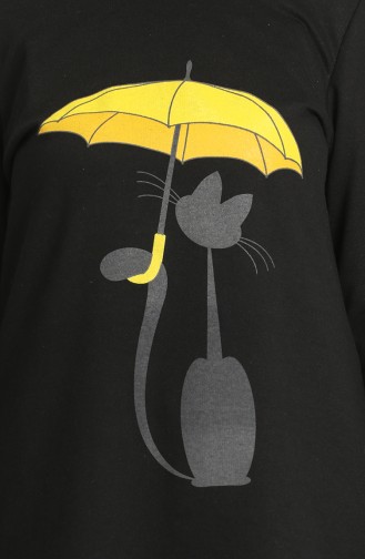 Baskılı Örme Tunik 3280-06 Siyah