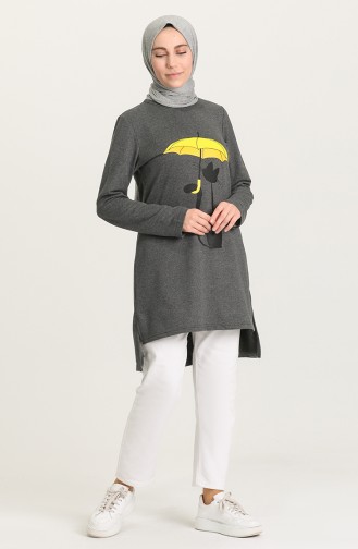 Baskılı Örme Tunik 3280-09 Füme