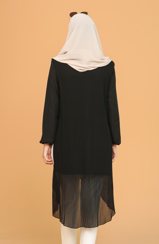 Piliseli Şifon Tunik 4214-01 Siyah