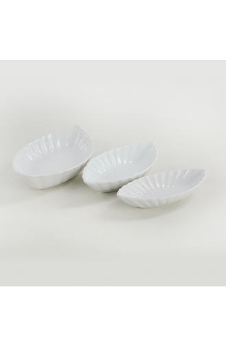 Keramika Beyaz Midye Kayık Tabak 20-25-30 Cm 3 Adet ST506003F004A000000MASKM00-01 Beyaz