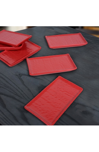 Keramika Mat Kırmızı Doğaltaş Kayık Tabak 15 Cm 6 Adet ST628106F975A0000000AET100-01 Kırmızı