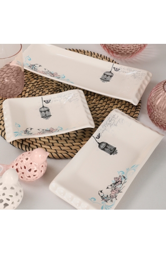 Keramika Retro Kayık Tabak 18-24-33 Cm 3 Adet ST503003F030A5191000AKYK00-01 Krem