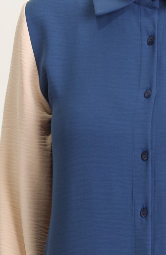 Düğmeli Garnili Tunik Pantolon İkili Takım 0213-03 İndigo