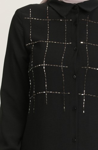 Taş Baskılı Tunik Pantolon İkili Takım 0214-03 Siyah