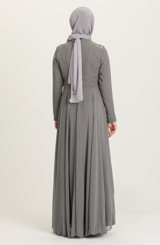 Gray Hijab Evening Dress 4212-02