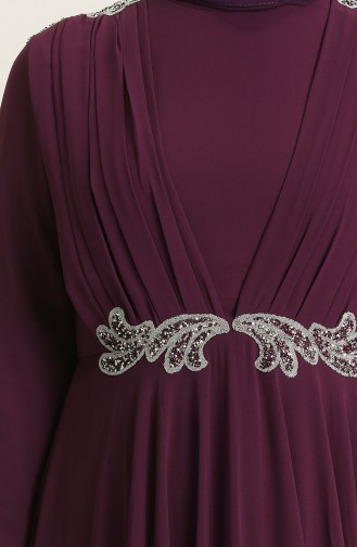 Plum Hijab Evening Dress 4212-04