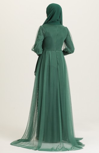 Green Hijab Evening Dress 5346-13