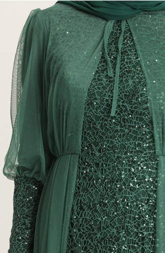 Green Hijab Evening Dress 5346-13