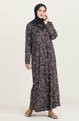 Navy Blue Hijab Dress 4831A-02