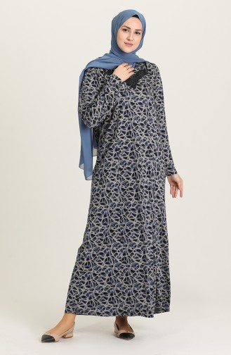 Navy Blue Hijab Dress 4831B-01