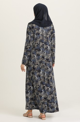 Navy Blue Hijab Dress 4847-04