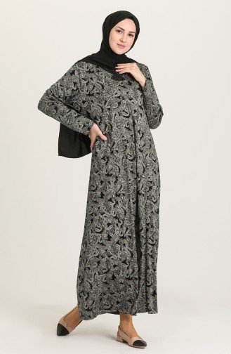 Khaki Hijab Dress 4847A-02