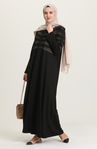 Schwarz Hijab Kleider 4925-01