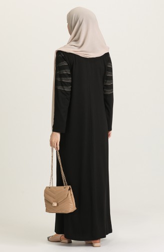 Schwarz Hijab Kleider 4925-01