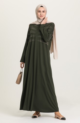Khaki Hijab Dress 4925-04