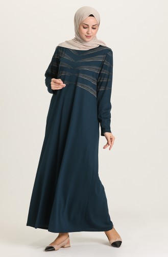 Petrol Hijab Dress 4925-07