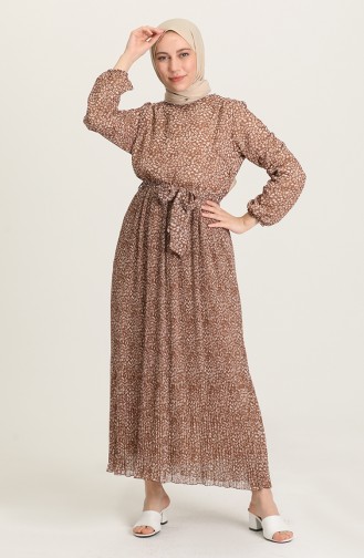 Brown Hijab Dress 21Y3161400-03