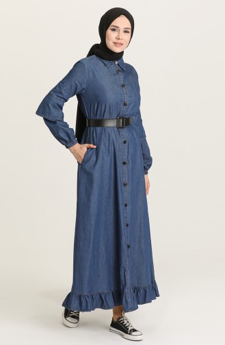 Navy Blue Hijab Dress 6200-02