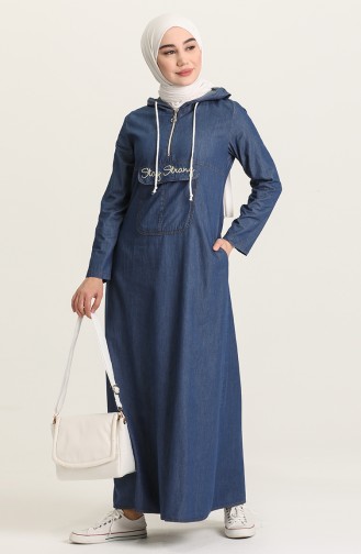 Navy Blue Hijab Dress 6203-01