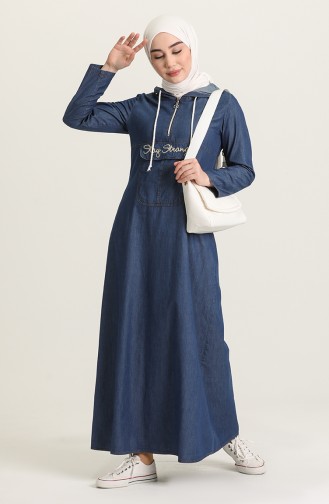 Navy Blue Hijab Dress 6203-01