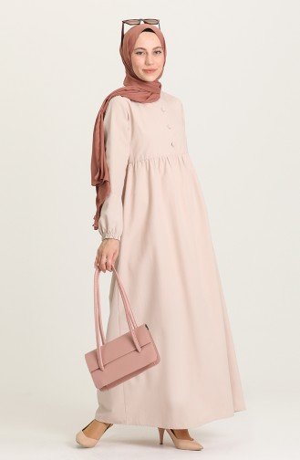 Beige Hijab Dress 6893-06