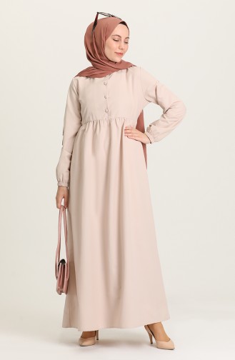 Beige Hijab Dress 6893-06