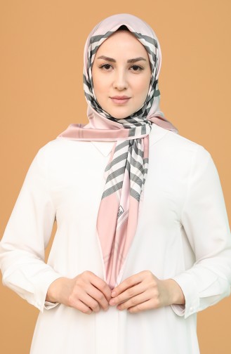 Karaca Çizgili Rayon Eşarp 90794-07 Pudra Siyah