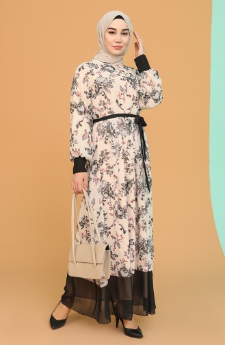 Beige Hijab Dress 21Y3137400-03
