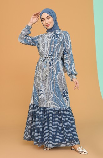 Blue Hijab Dress 21Y3138901-02