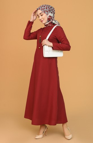 Weinrot Hijab Kleider 7070-01