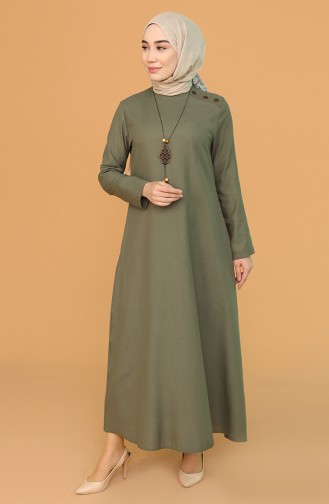 Kolyeli Elbise 7070-02 Yeşil