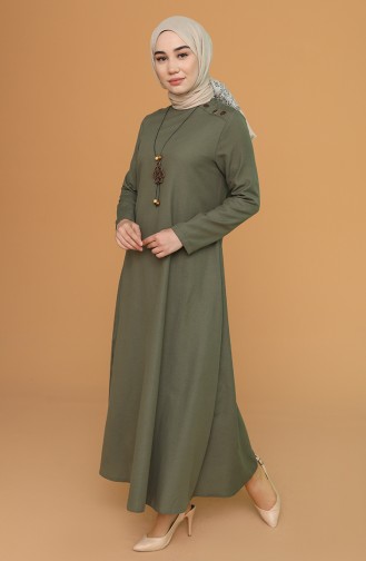 Kolyeli Elbise 7070-02 Yeşil