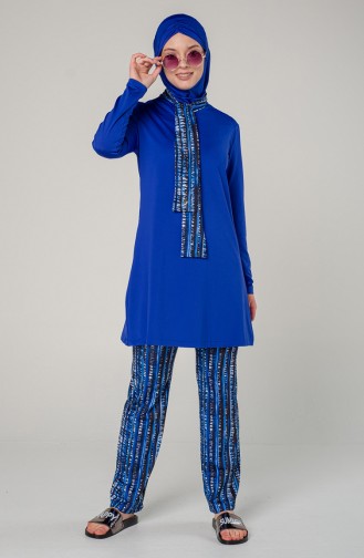 Saks-Blau Hijab Badeanzug 7101