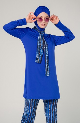 Saks-Blau Hijab Badeanzug 7101
