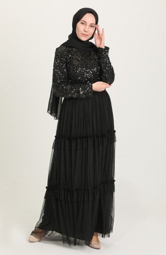 Schwarz Hijab-Abendkleider 1827-03