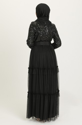 Black Hijab Evening Dress 1827-03