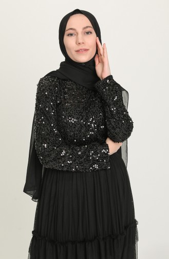 Schwarz Hijab-Abendkleider 1827-03