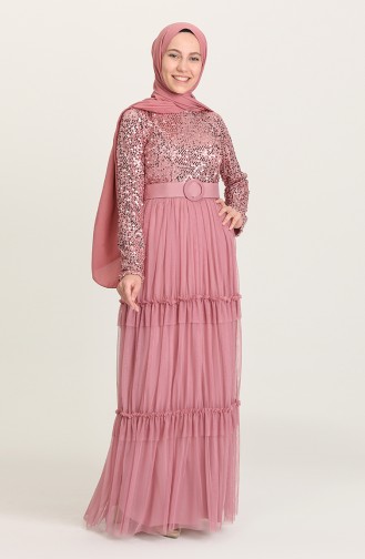 Dusty Rose Hijab Evening Dress 1827-04