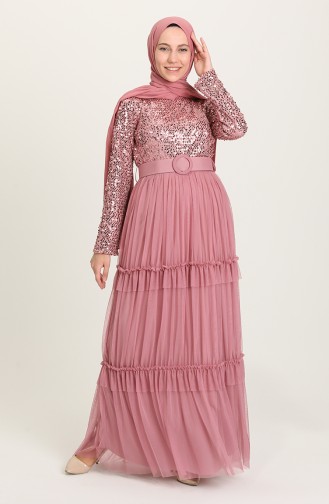 Dusty Rose Hijab Evening Dress 1827-04