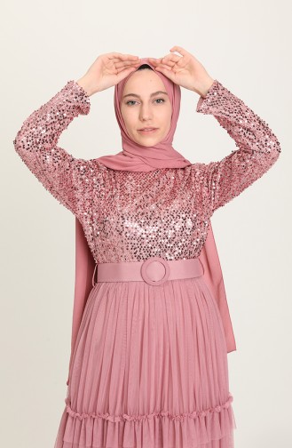 Beige-Rose Hijab-Abendkleider 1827-04