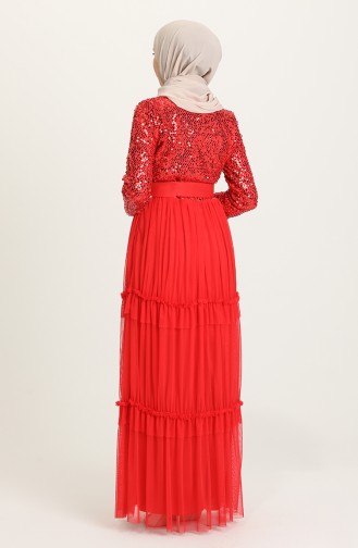 Red Hijab Evening Dress 1827-06