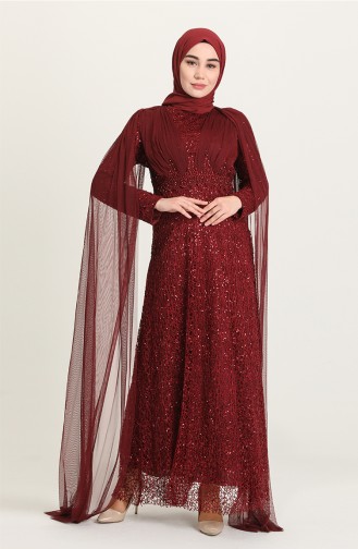 Claret Red Hijab Evening Dress 202018-04